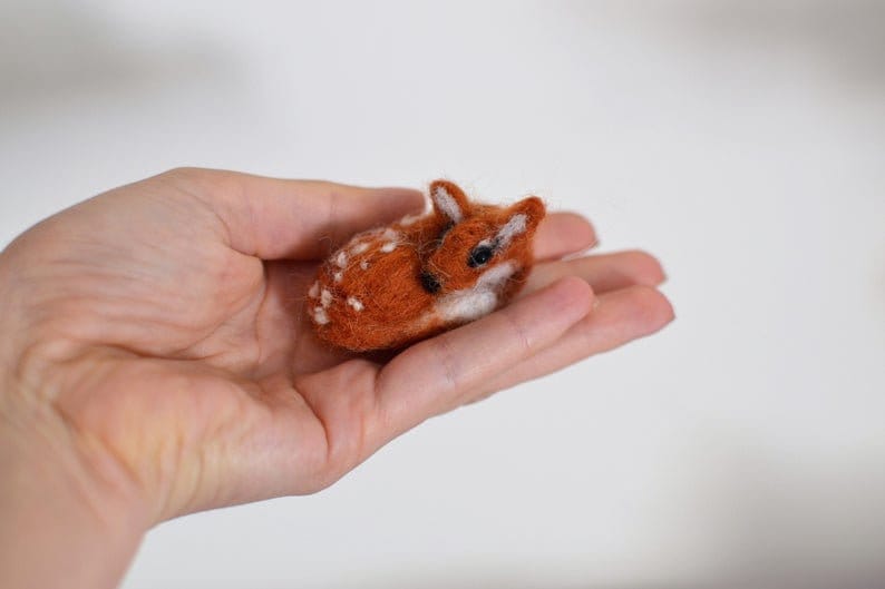 MINIature deer Needle felted Ready to ship.