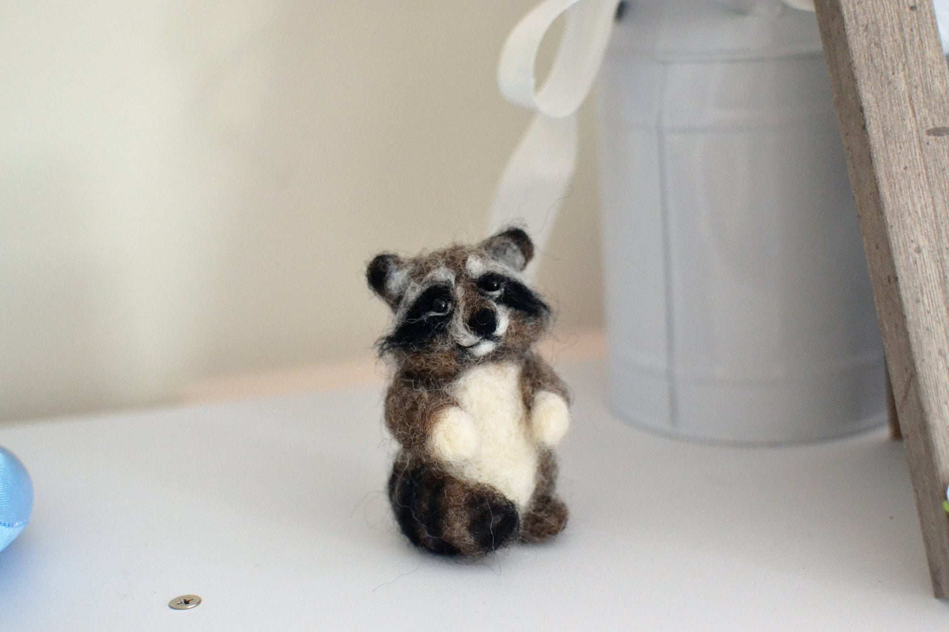 Needle felted racoon. Christmas ornament racoon gift toy wool racoon animal