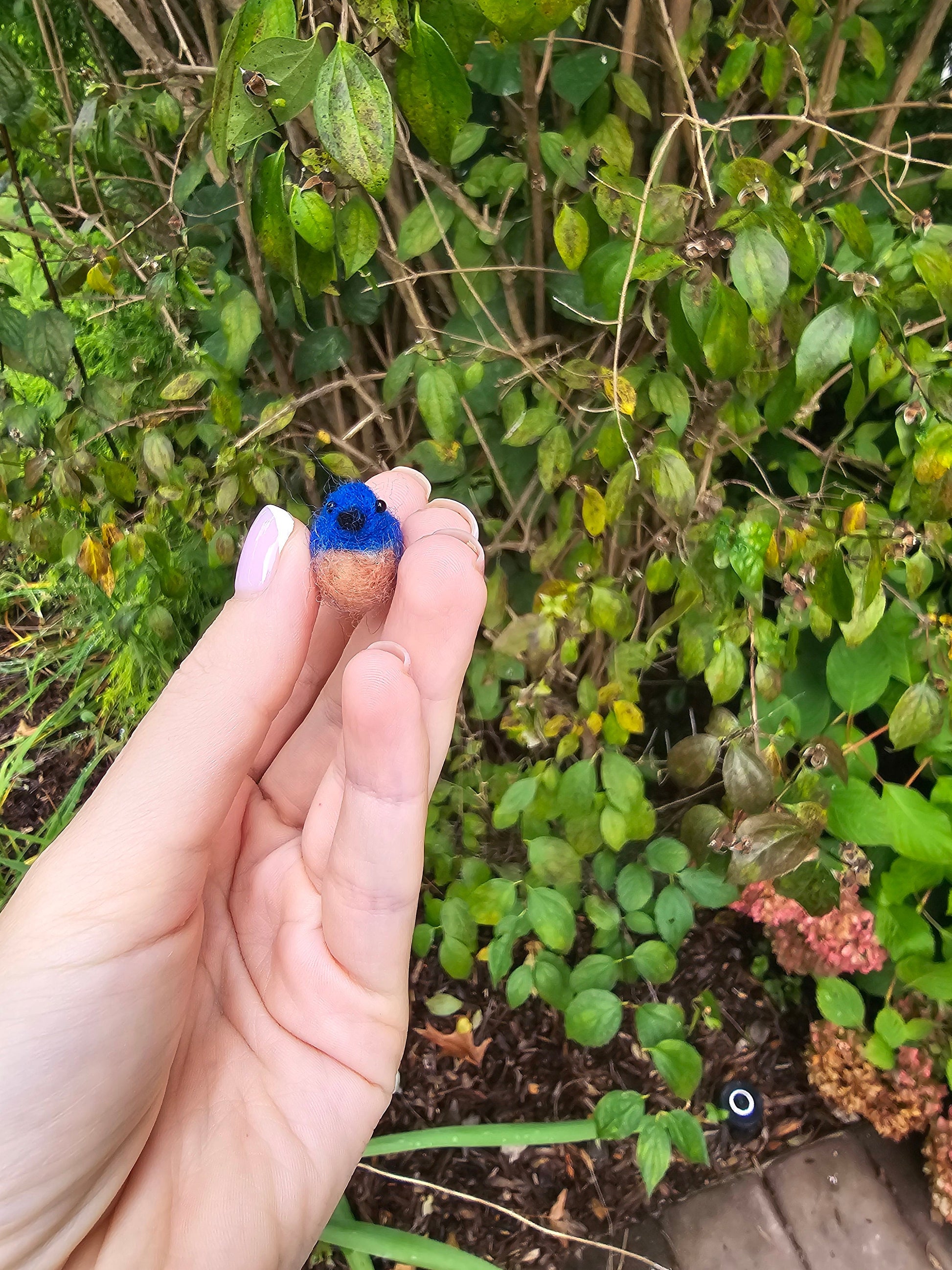 Miniature blue bird.Needle felted birds. Wool birds. Hand made bird. Birds Christmas ornament . needle felted birds.doll house birds