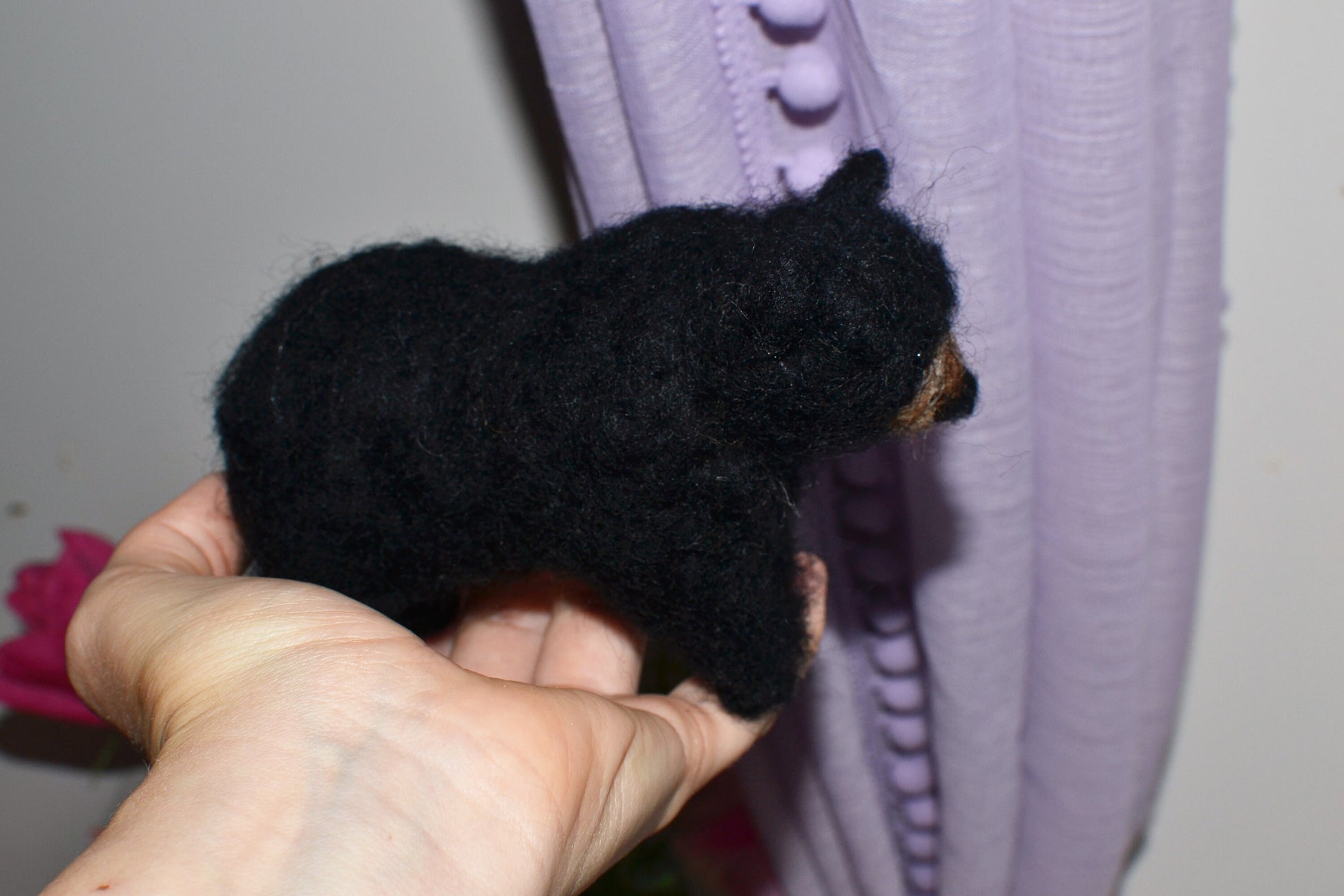 Needle felted black bear,Black bear toy needle felted animals