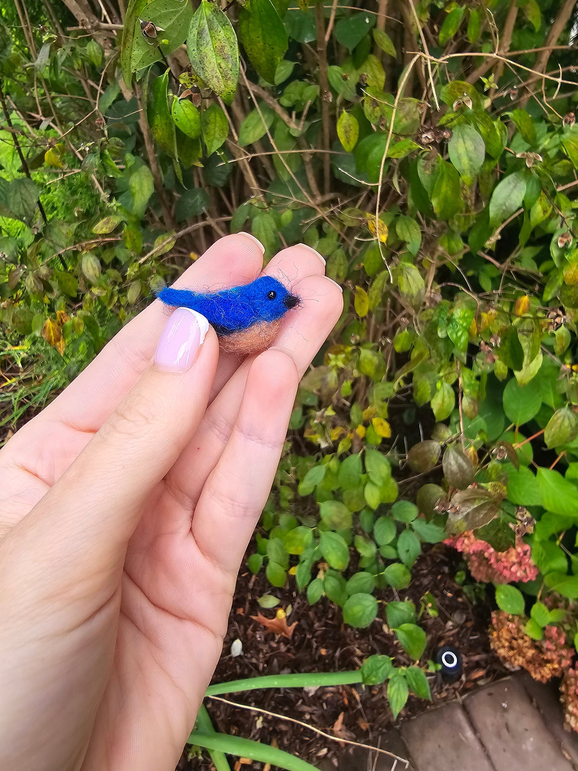 Miniature blue bird.Needle felted birds. Wool birds. Hand made bird. Birds Christmas ornament . needle felted birds.doll house birds
