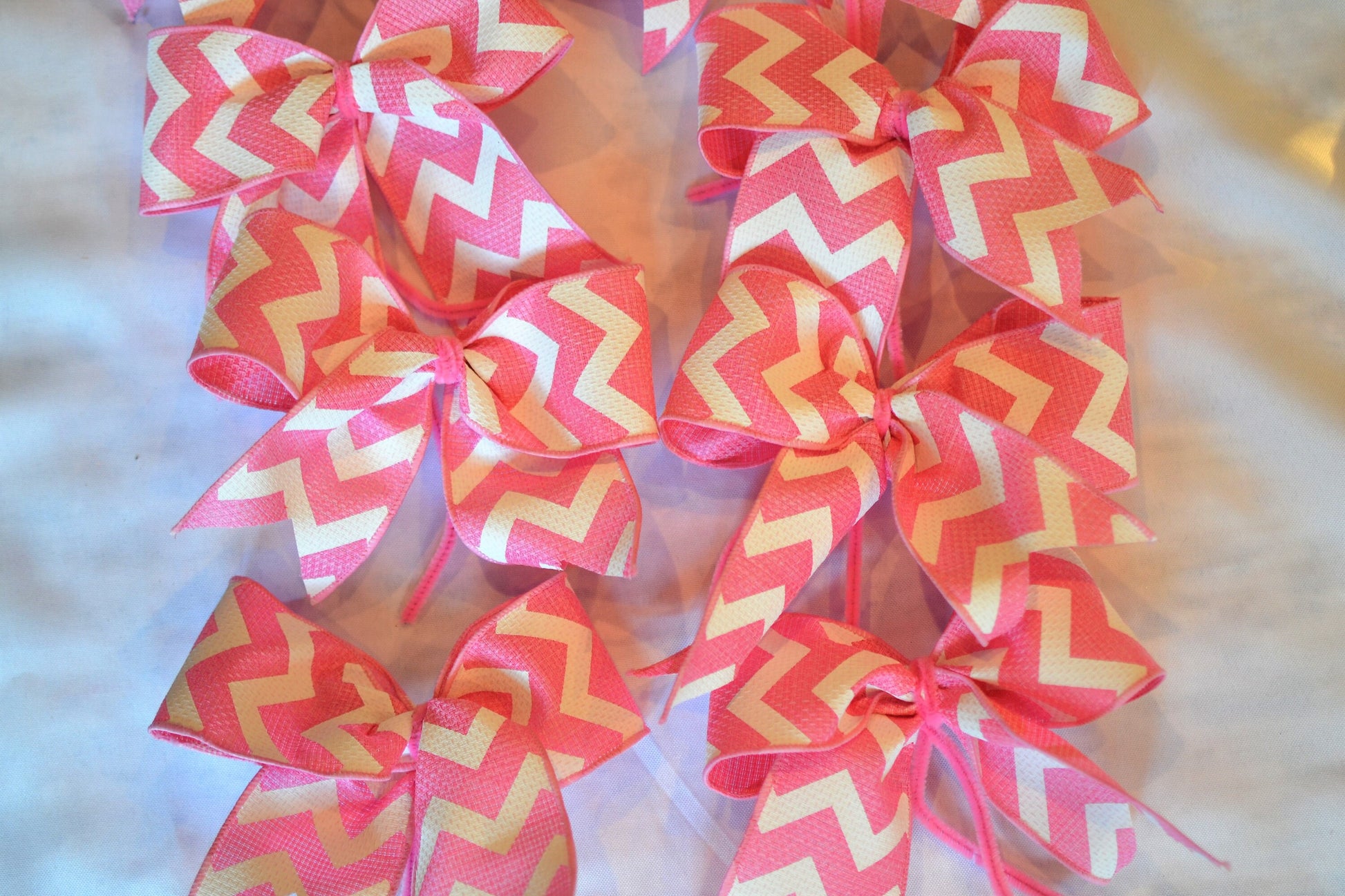 Christmas tree bow chevron pink candy christmas tree Set of 9. Bow for wreath BOw for garland Christmas decoration