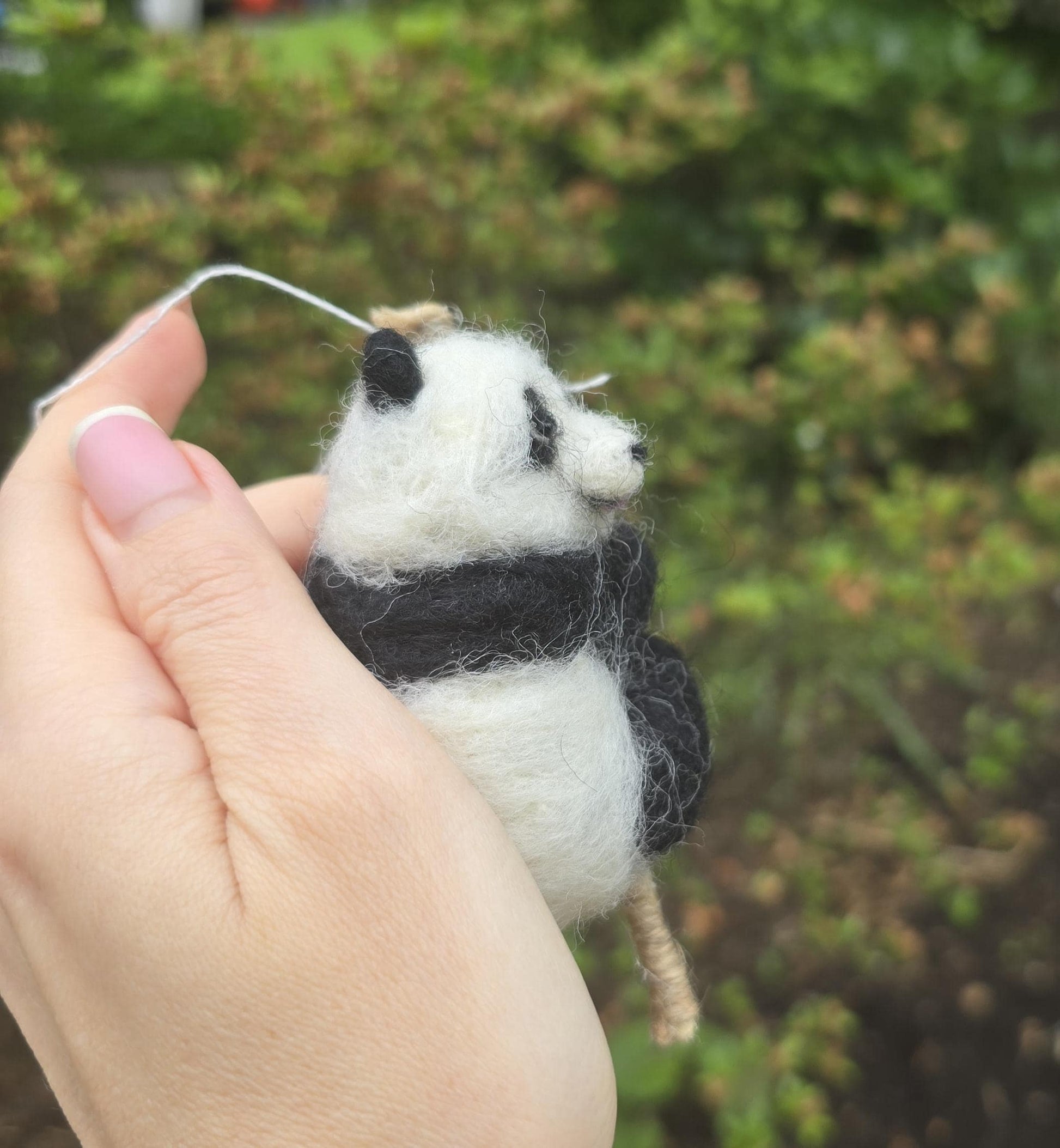 Needle feltef panda christmas ornaments needle feltef panda bear. Gift panda. Wool animals. Handmade animals.