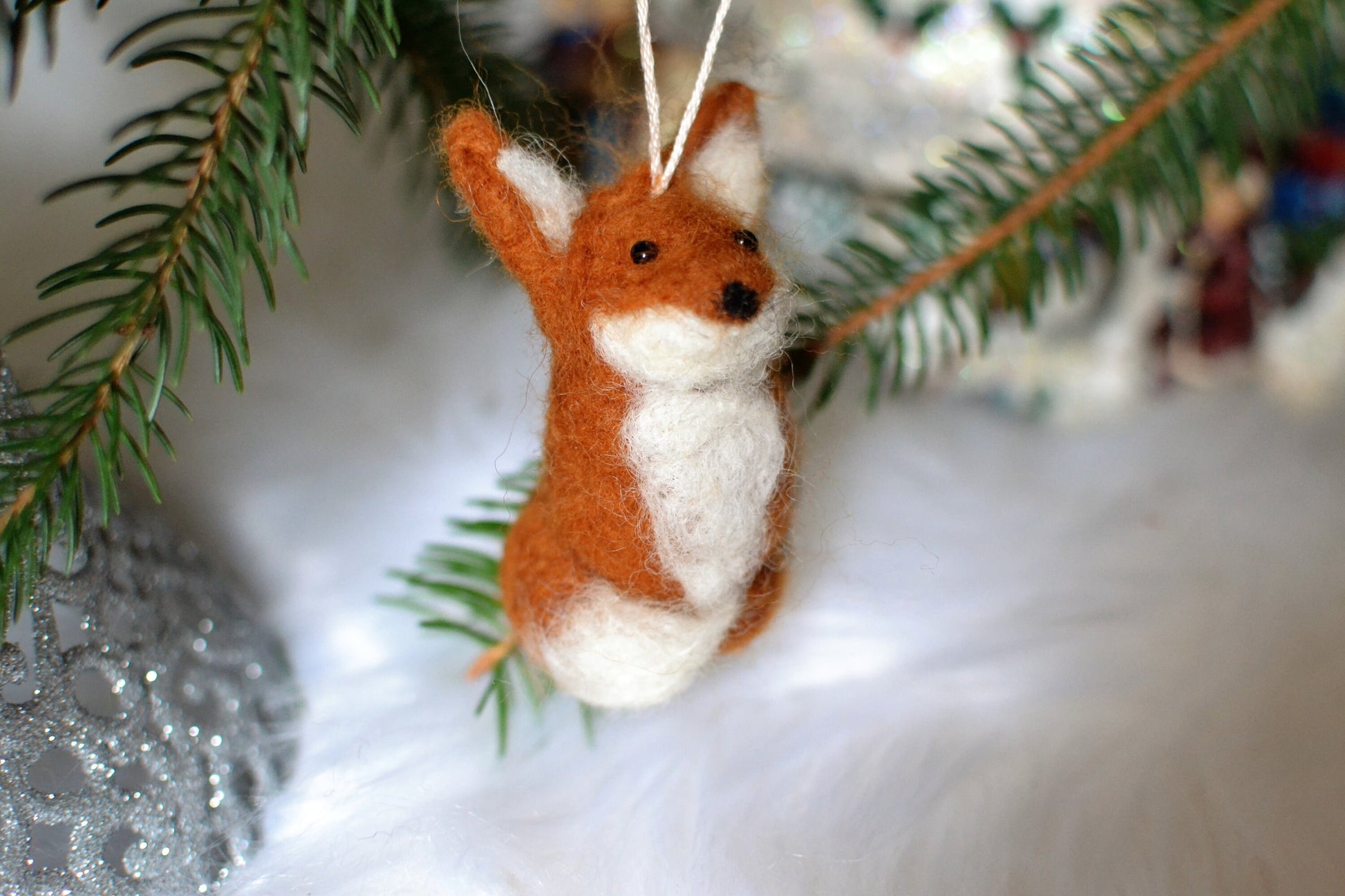 Needle felted fox ornament. Needle felted animals. Fox felted.Christmas ornament. Wooland animals.christmas clearance Personalized