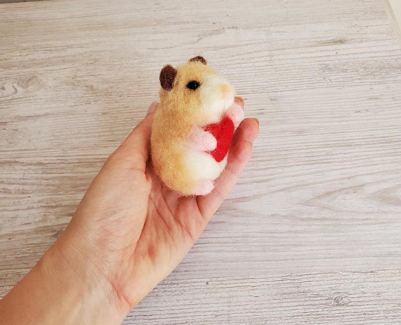 Needle felted hamster christmas ornament Custom hamster cream Needle felted animals christmas gift Personalized gift