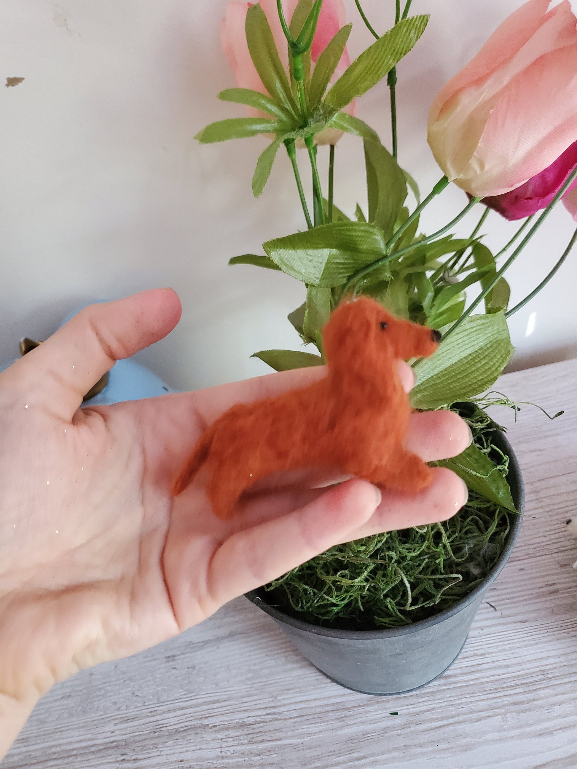 Dachshund  dog needle felted.doll house dog.miniature Dachshund.custom dog miniature needle felted.