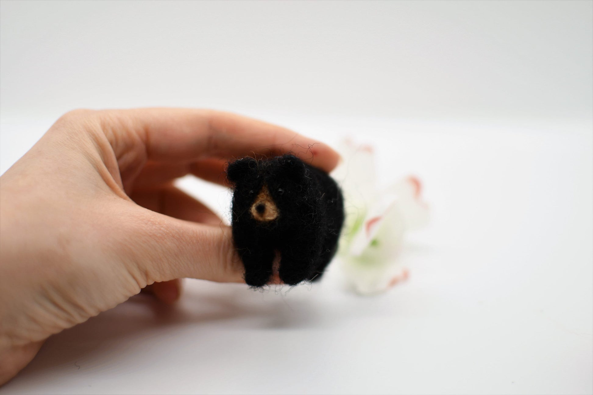 Miniature black bear, felted bear wool needle felted bear.