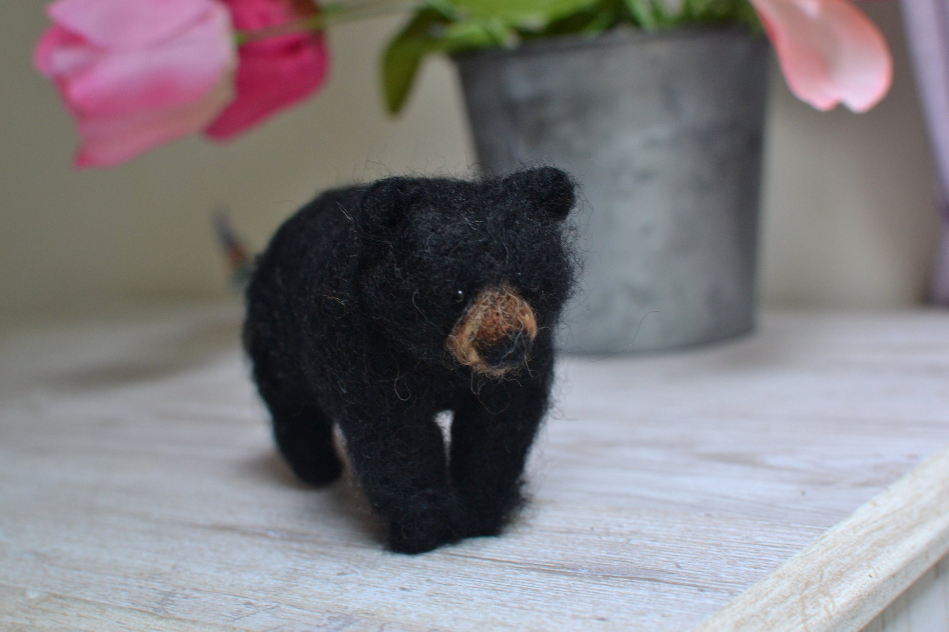 Needle felted black bear,Black bear toy needle felted animals