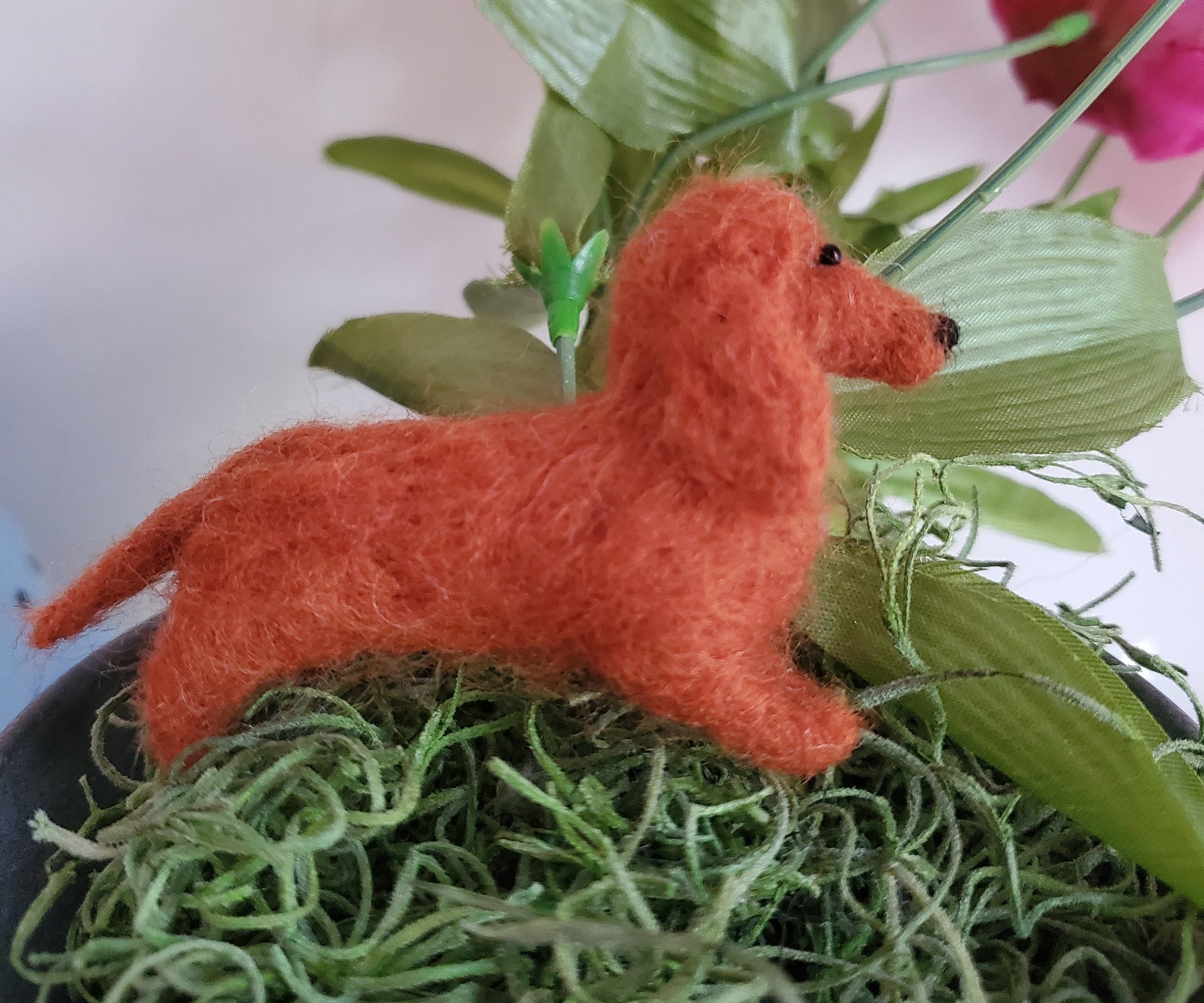 Dachshund  dog needle felted.doll house dog.miniature Dachshund.custom dog miniature needle felted.