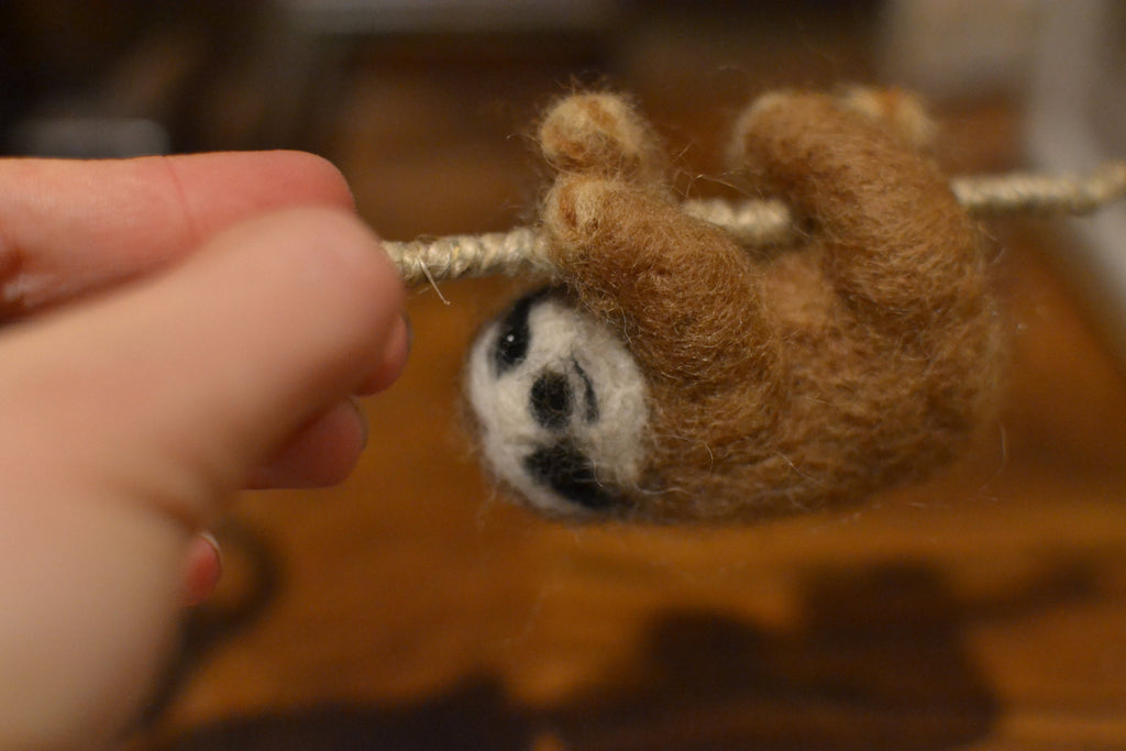 Needle felted sloth christmas ornamend. Wild animal needle felted. Sloth pendant necklace. Wooland animals.