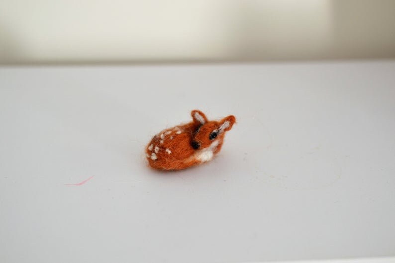 MINIature deer Needle felted Ready to ship.
