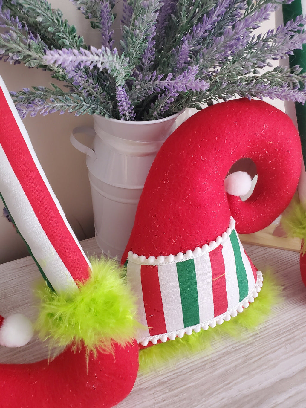 Elf hat and legs for wreath. Red and green elf attachment  elf decoration Christmas