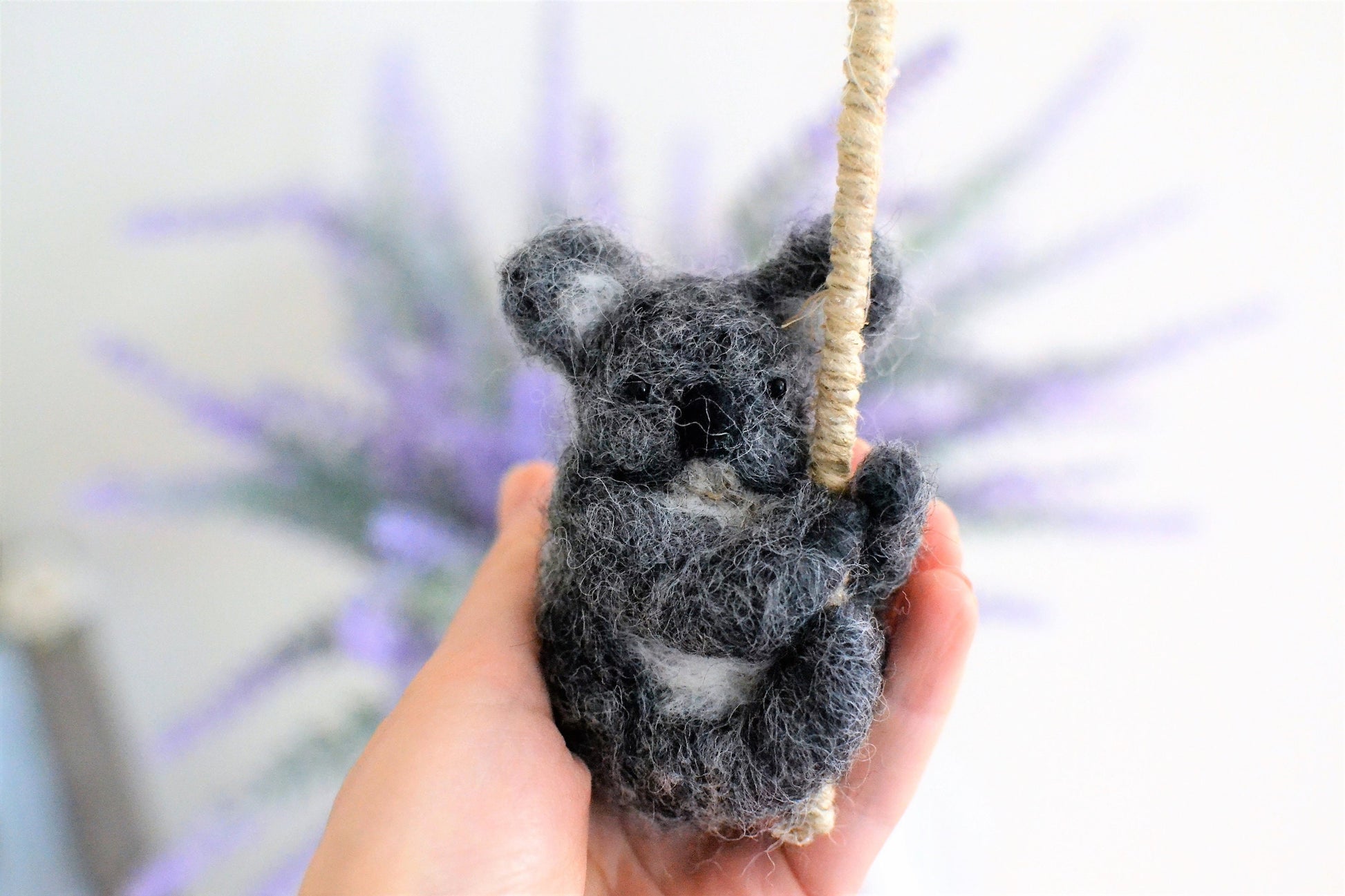 Needle felted koala christmas ornament. needle felted animal. needle felted ornament. wool koala toy