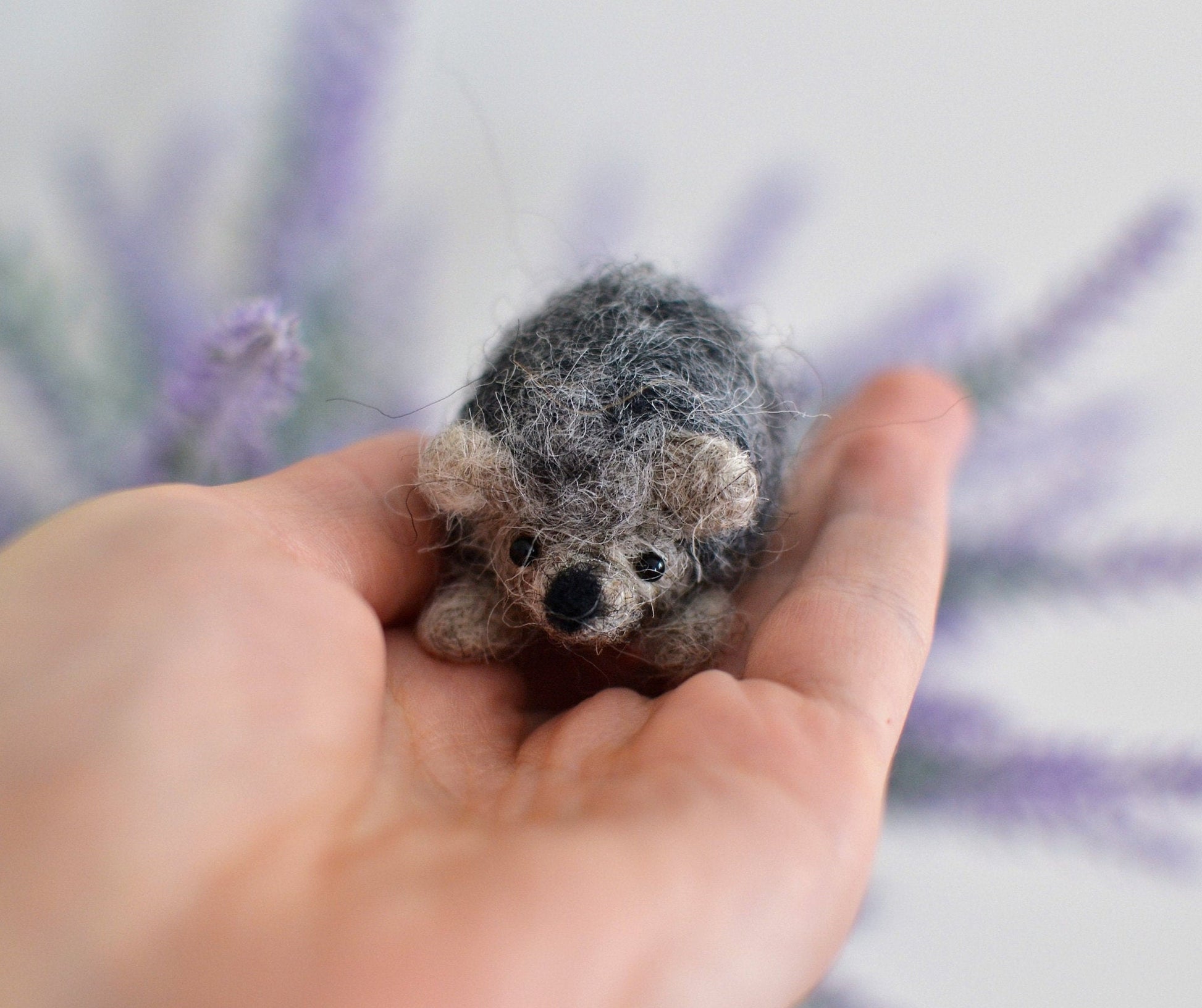 Needle felted miniature hedgehog. Needle felted animal. hedgehog decor.