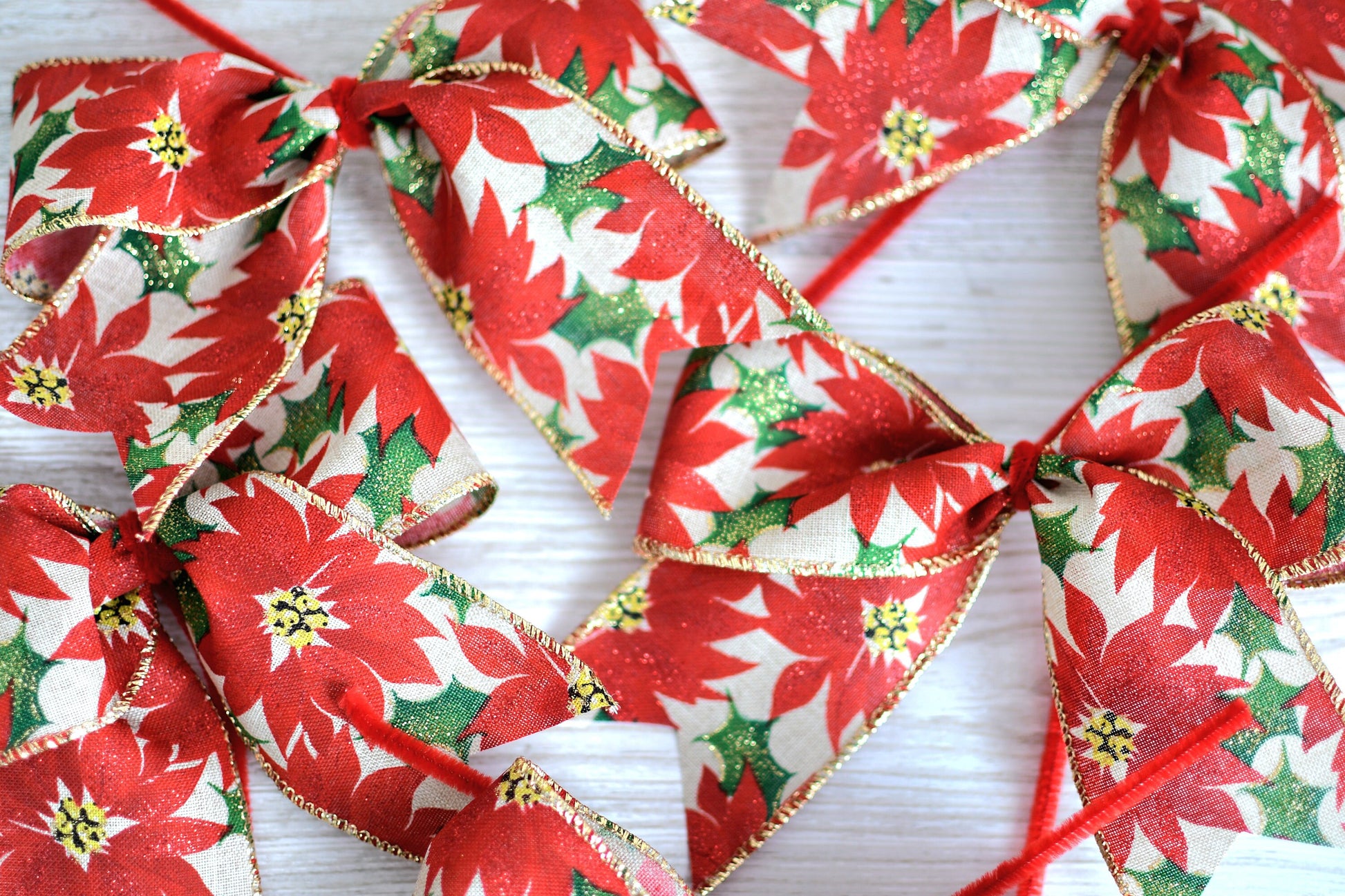 Christmas tree bows poinsettia set of 10 christmas flower. Christmas bow decorations classic tree