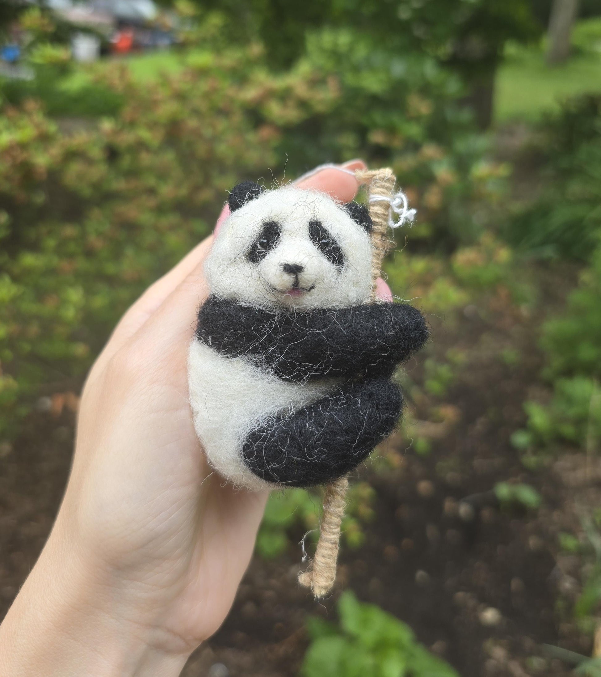 Needle feltef panda christmas ornaments needle feltef panda bear. Gift panda. Wool animals. Handmade animals.