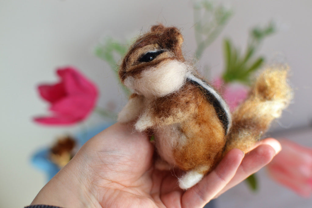 Needle felted chipmunk