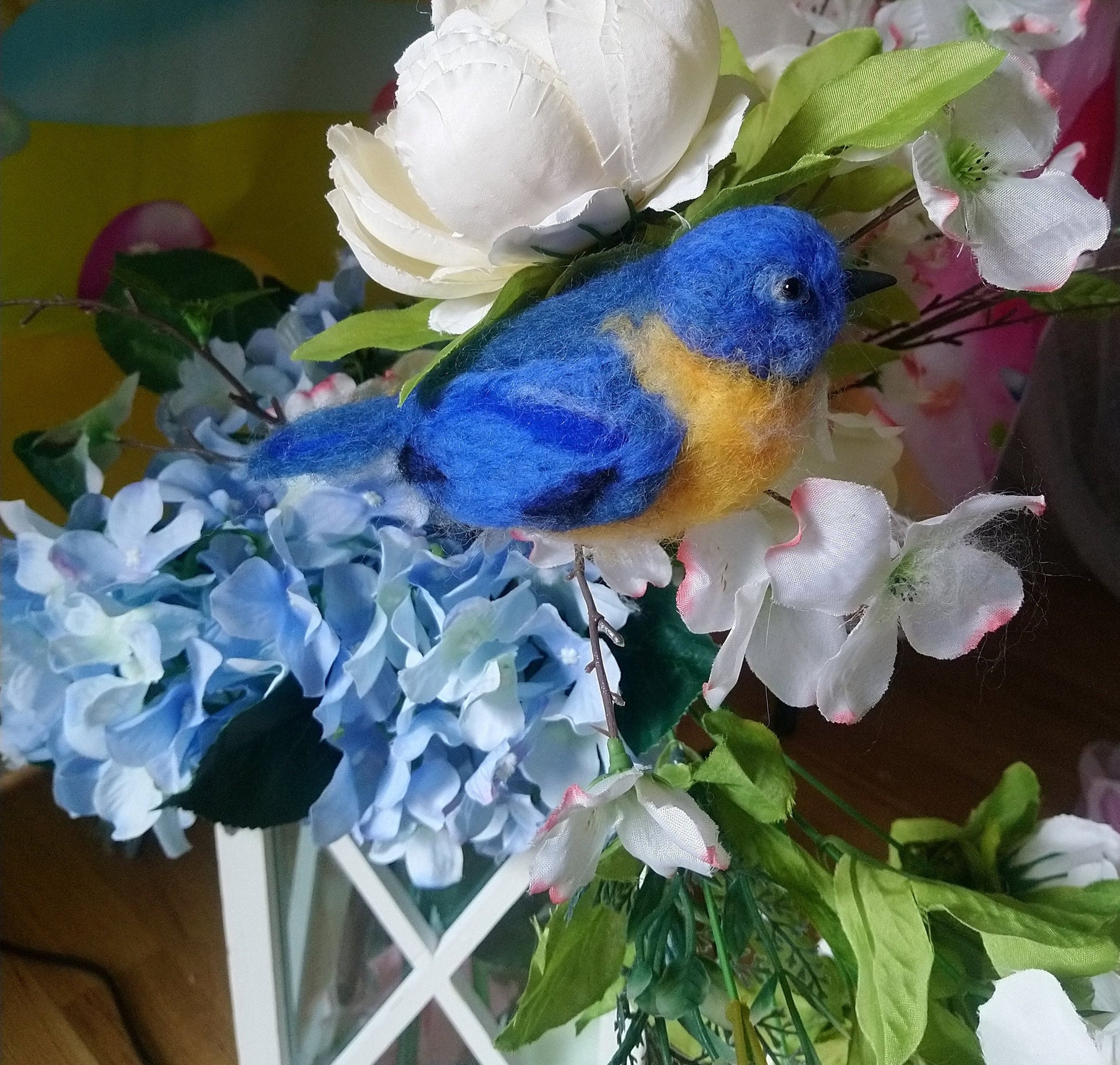 Needle felted birds. Eastern blue bird. Birds home decor. Needle felted animals. Birds ornament. Needle felted Christmas ornament.