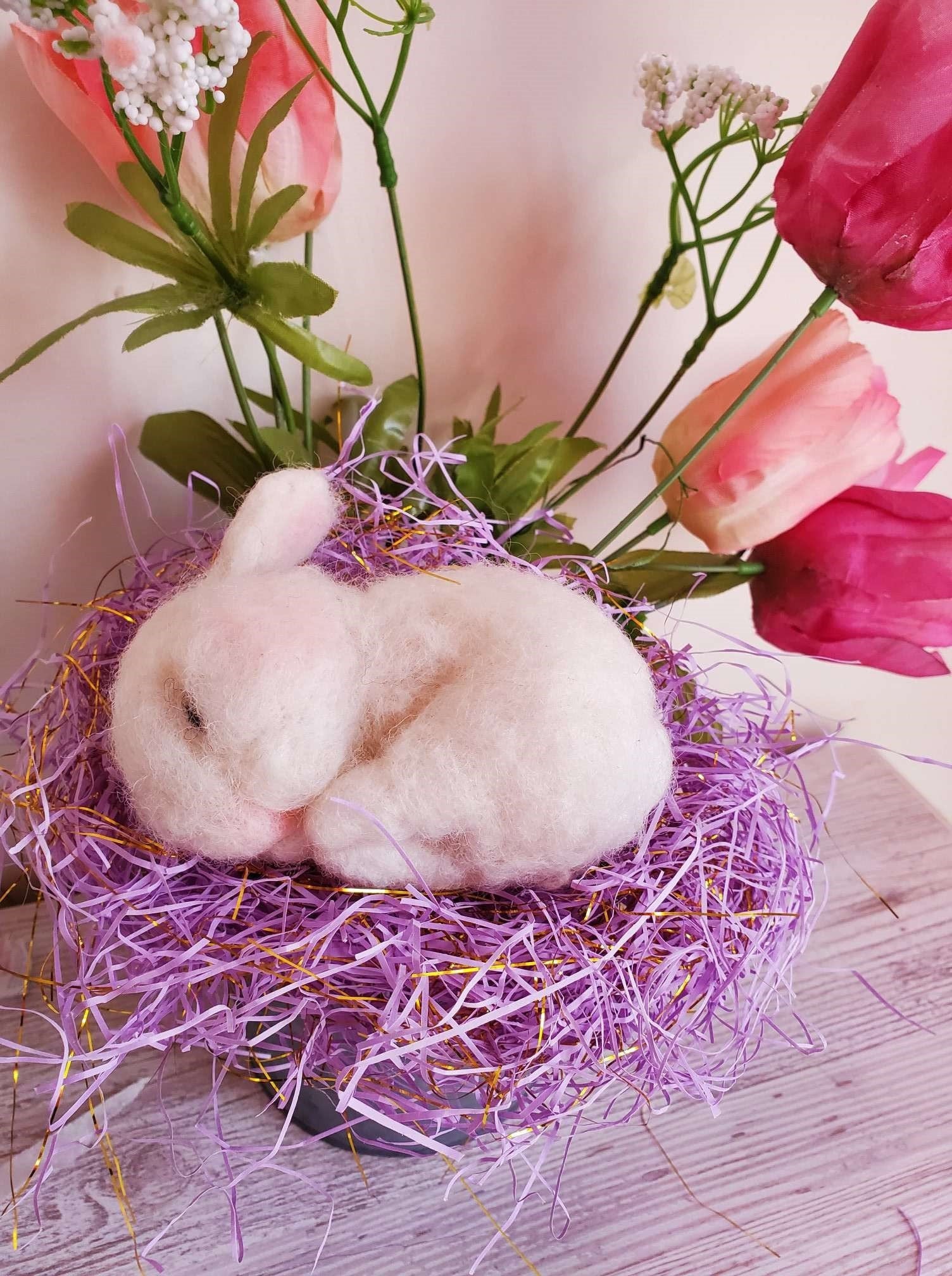 Needle felted bunny sleeping bunnies Easter needle felted wool bunny