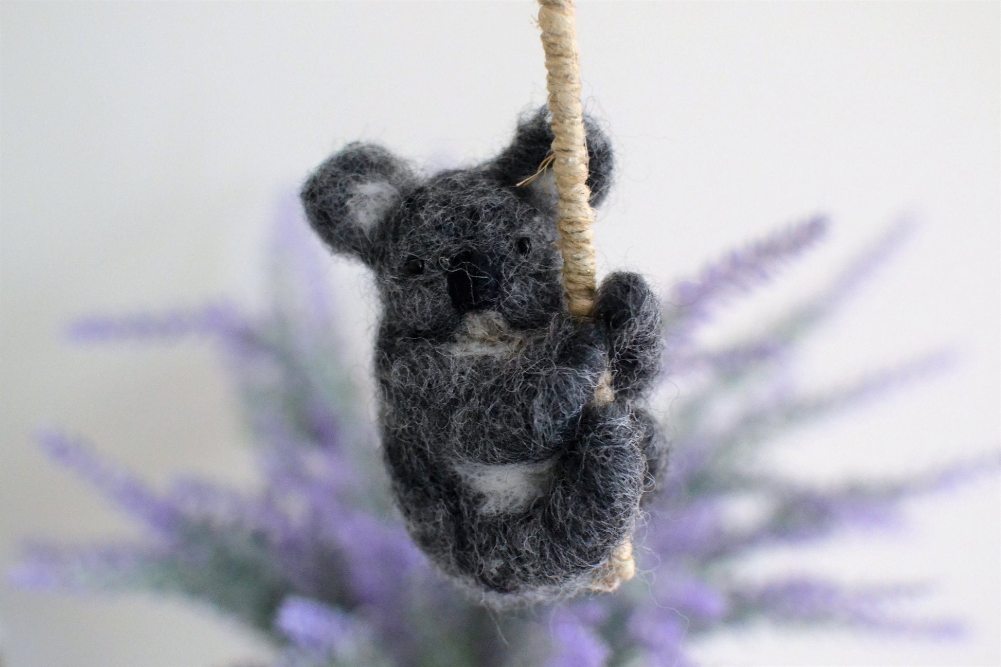 Needle felted koala christmas ornament. needle felted animal. needle felted ornament. wool koala toy