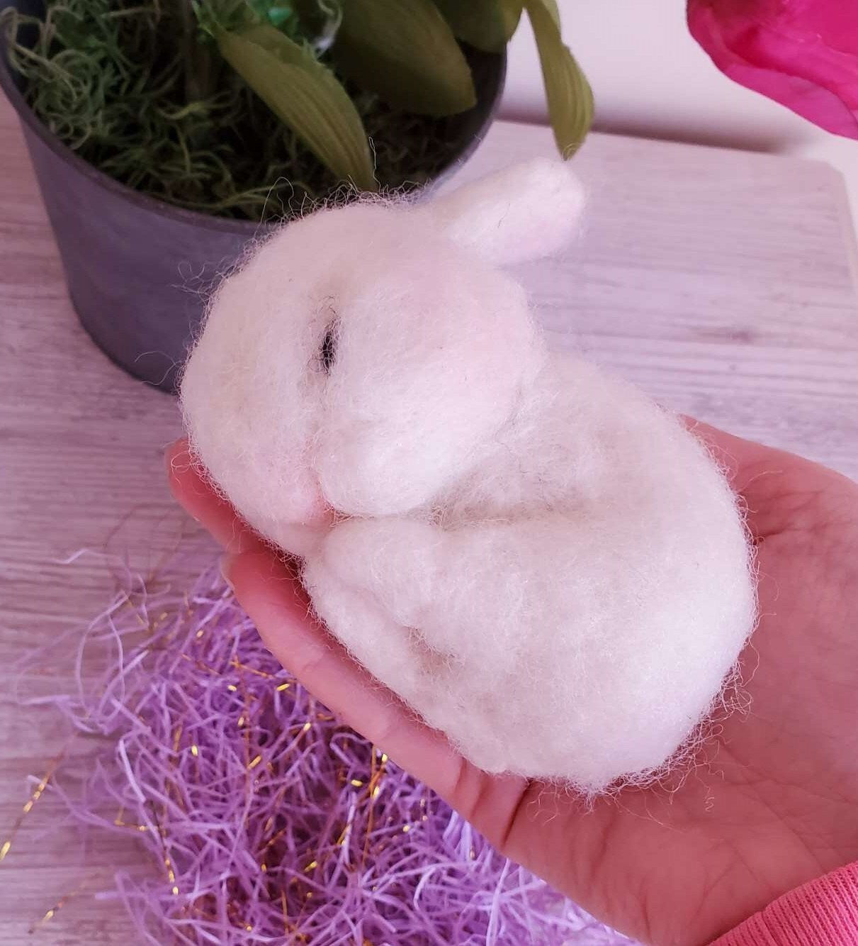 Needle felted bunny sleeping bunnies Easter needle felted wool bunny