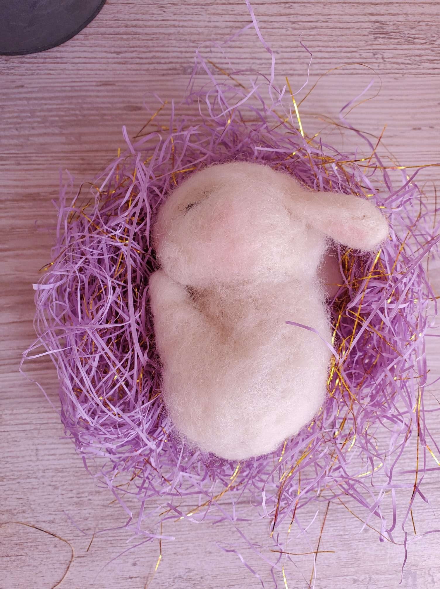 Needle felted bunny sleeping bunnies Easter needle felted wool bunny
