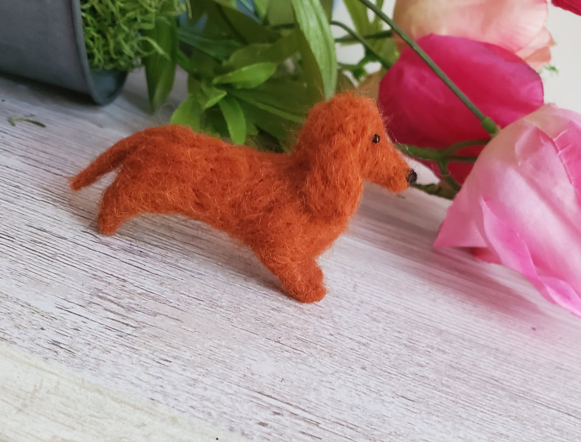 Dachshund  dog needle felted.doll house dog.miniature Dachshund.custom dog miniature needle felted.