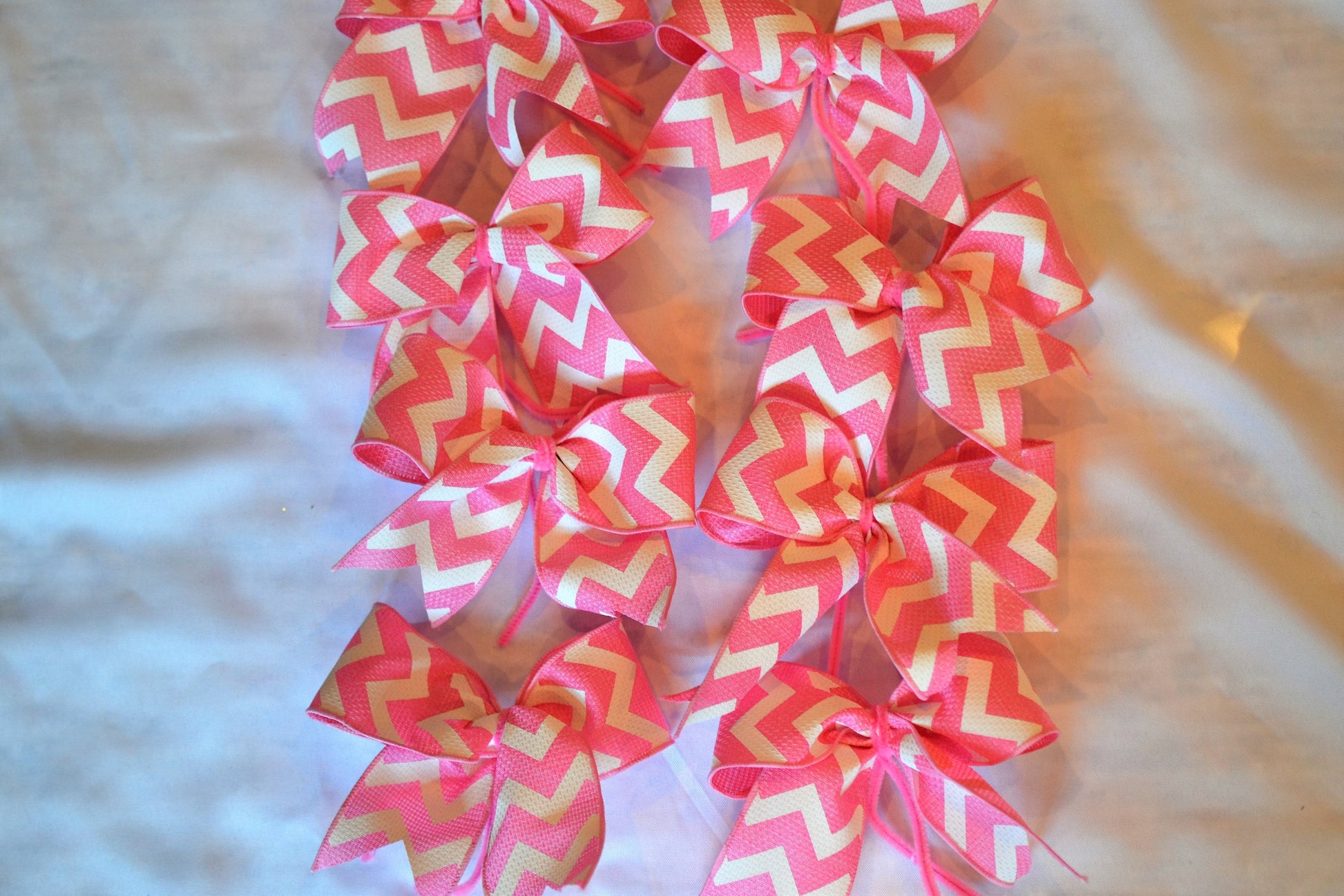 Christmas tree bow chevron pink candy christmas tree Set of 9. Bow for wreath BOw for garland Christmas decoration