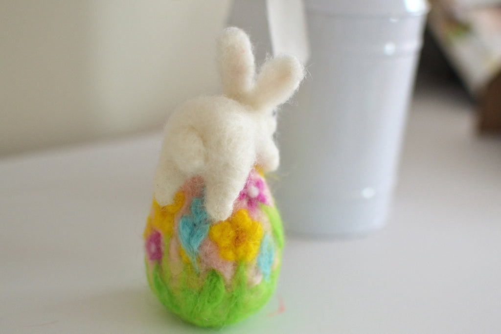 Easter rabbit bunny, easter egg miniature bunny needle felted animals toys