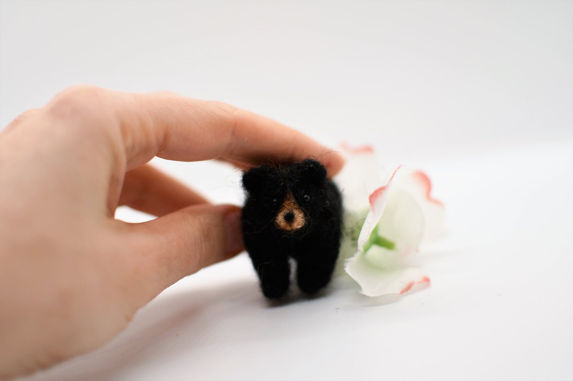 Miniature black bear, felted bear wool needle felted bear.