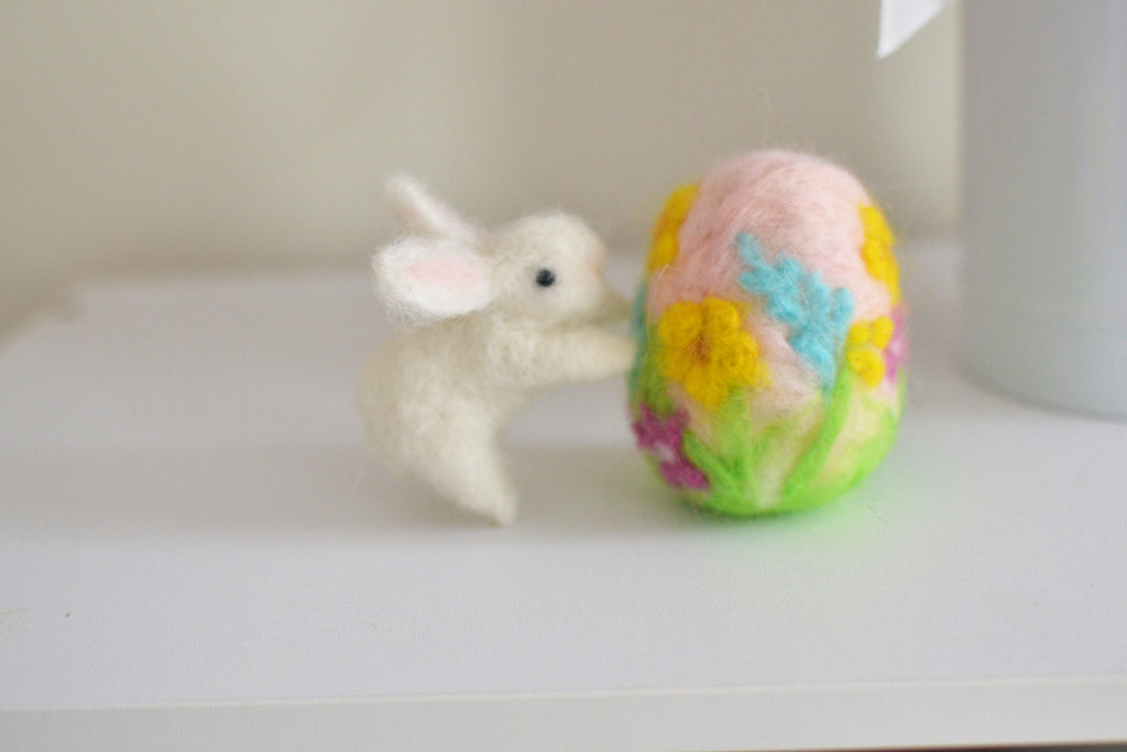Easter rabbit bunny, easter egg miniature bunny needle felted animals toys