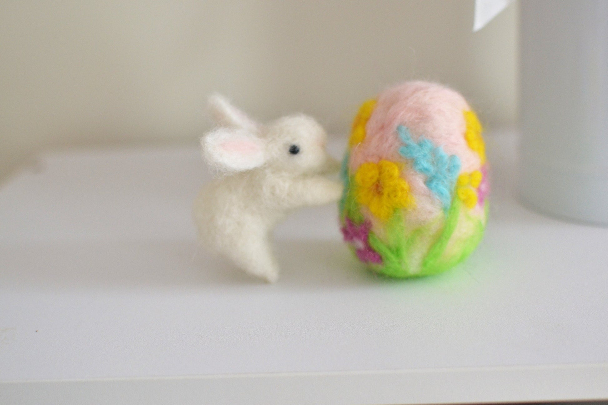 Easter rabbit bunny, easter egg miniature bunny needle felted animals toys