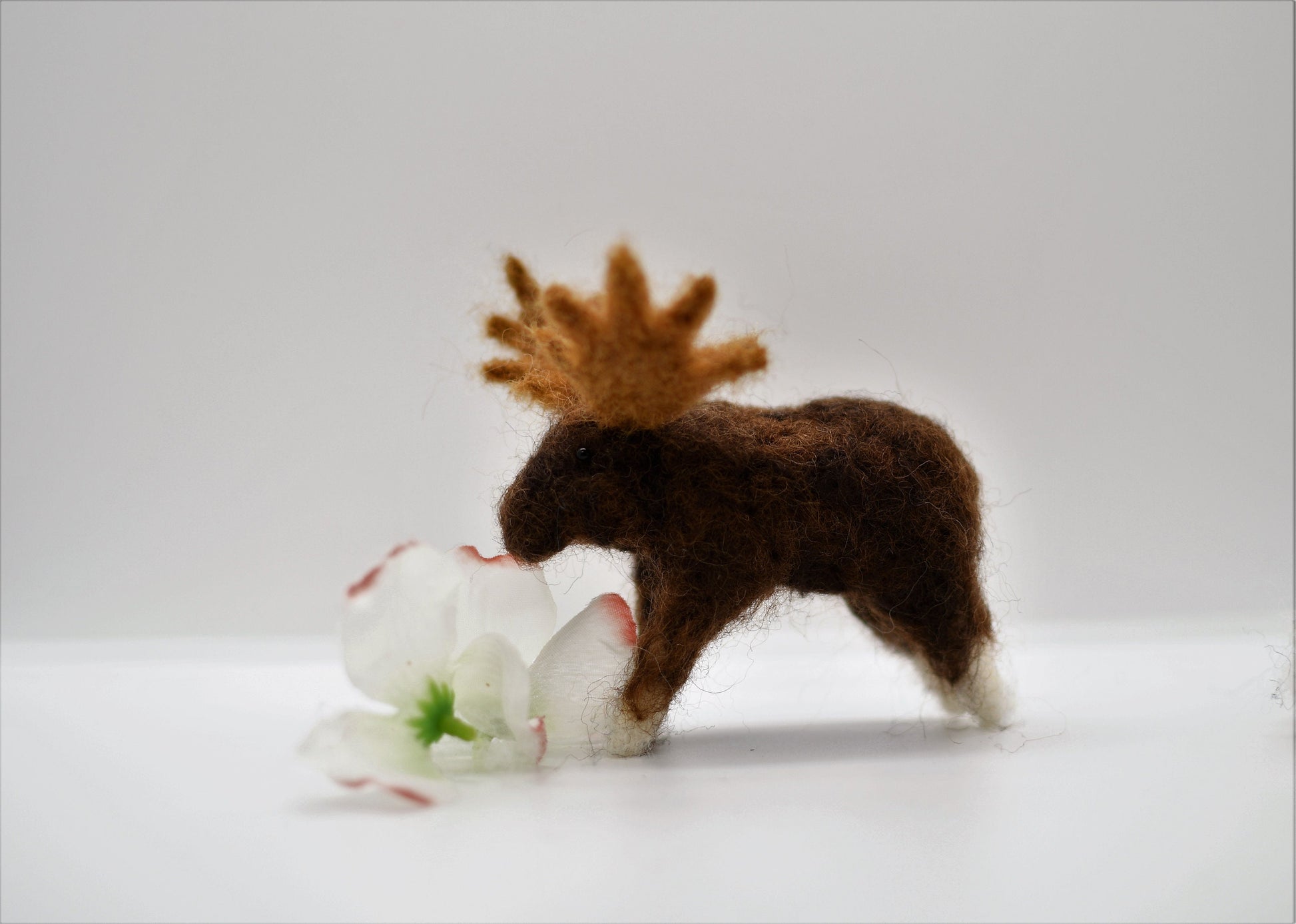 Moose needle felted moose ornament. Felted animals wooland moose lover animals