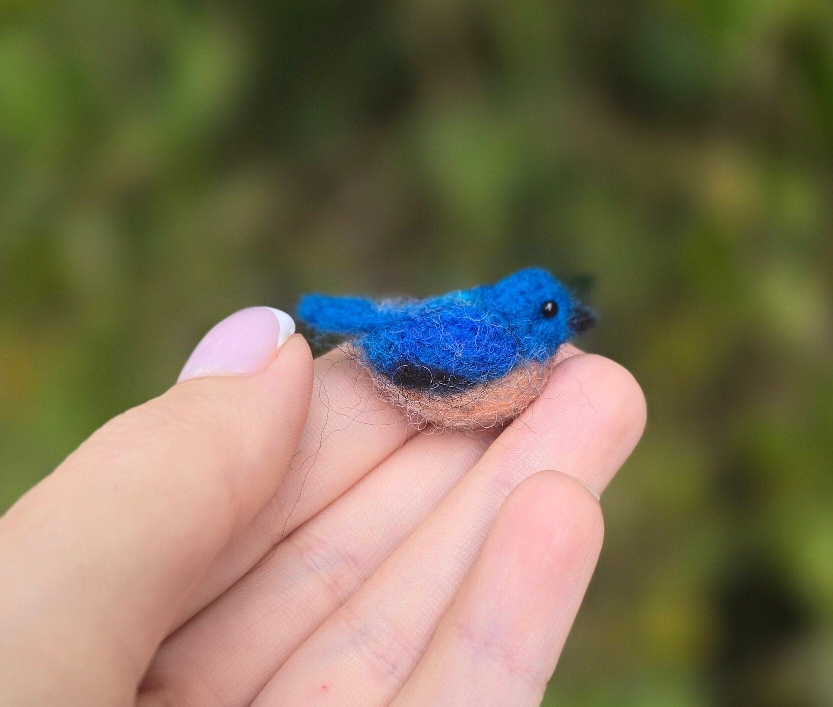Miniature blue bird.Needle felted birds. Wool birds. Hand made bird. Birds Christmas ornament . needle felted birds.doll house birds