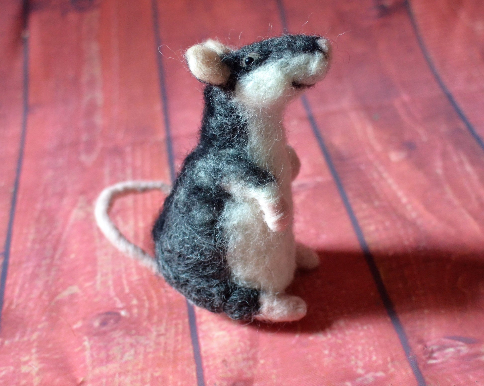 Needle Felted mouse, felted rat Christmas decoration. New year rat, Felted realistic animal