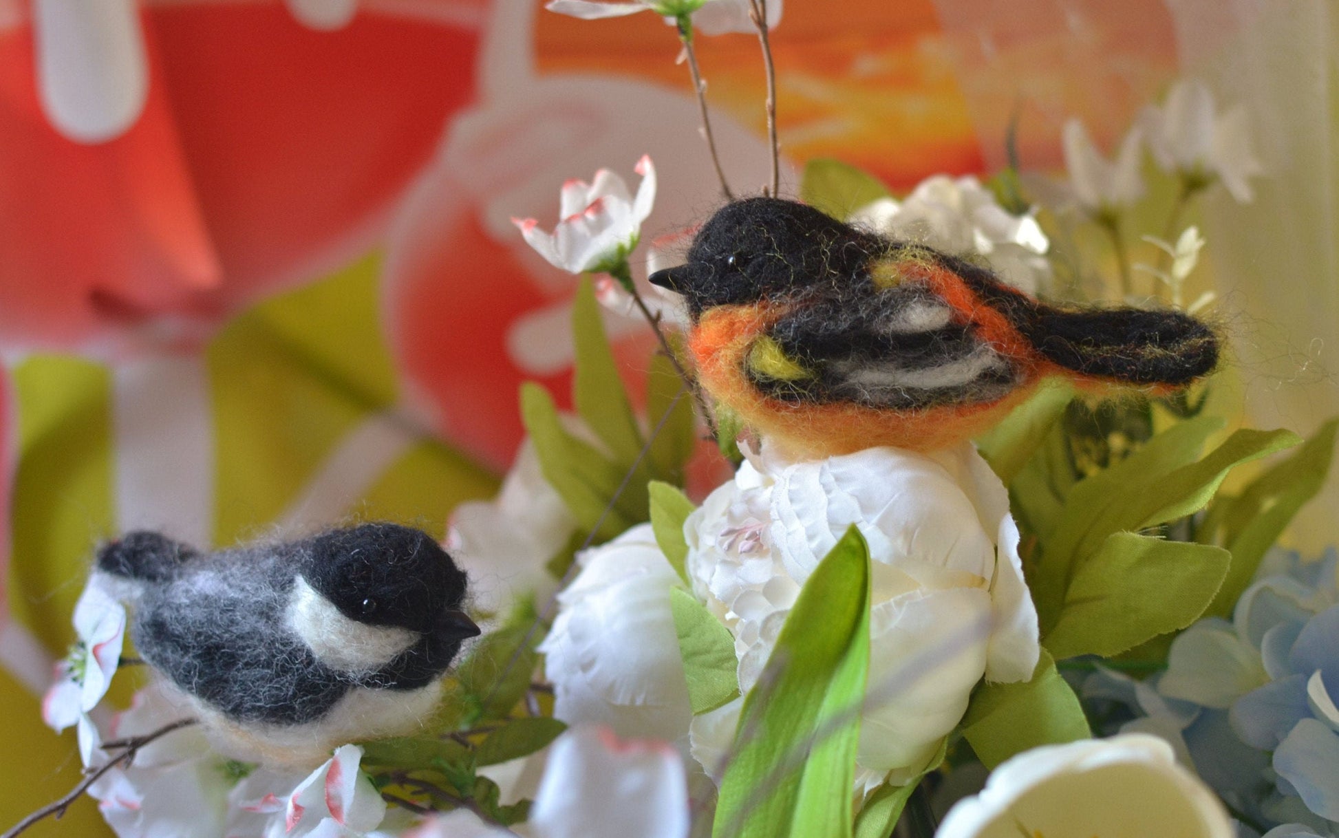 Needle felted birds. Spring birds. Easter birds. Birds home decor. Needle felted animals. Birds ornament. Needle felted Christmas ornament.