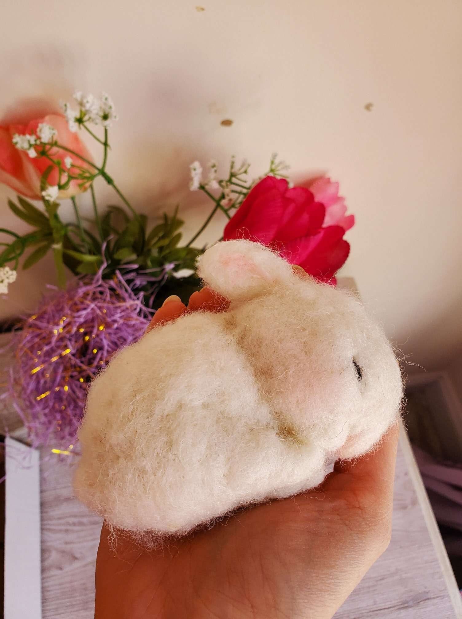 Needle felted bunny sleeping bunnies Easter needle felted wool bunny