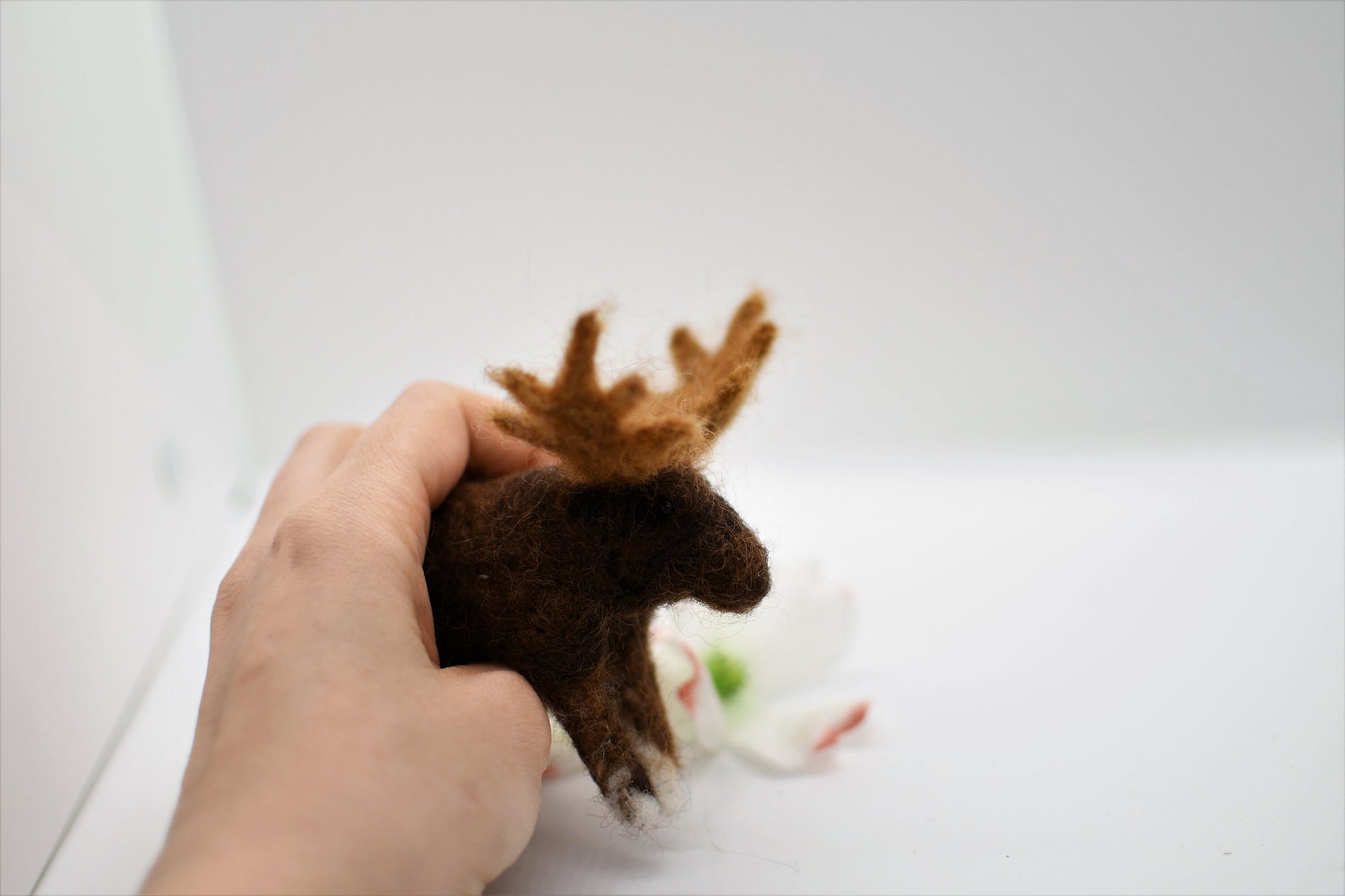 Moose needle felted moose ornament. Felted animals wooland moose lover animals