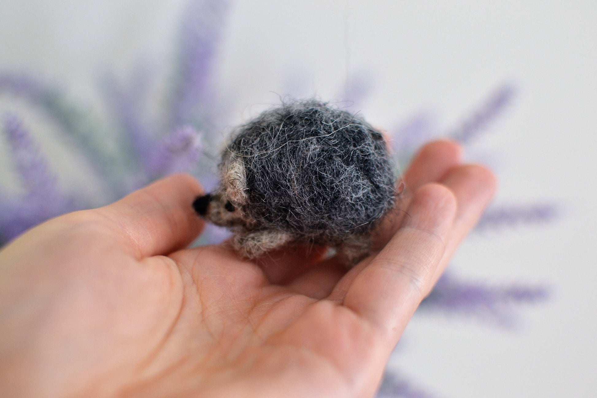 Needle felted miniature hedgehog. Needle felted animal. hedgehog decor.
