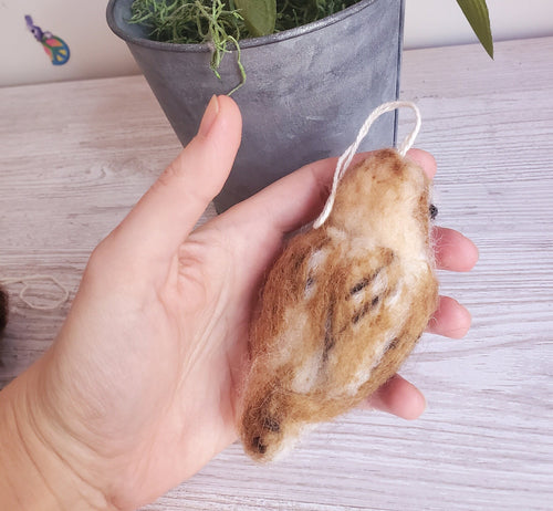 barn owl ornament owl wool realistic.christmad owl  needle felted animals.