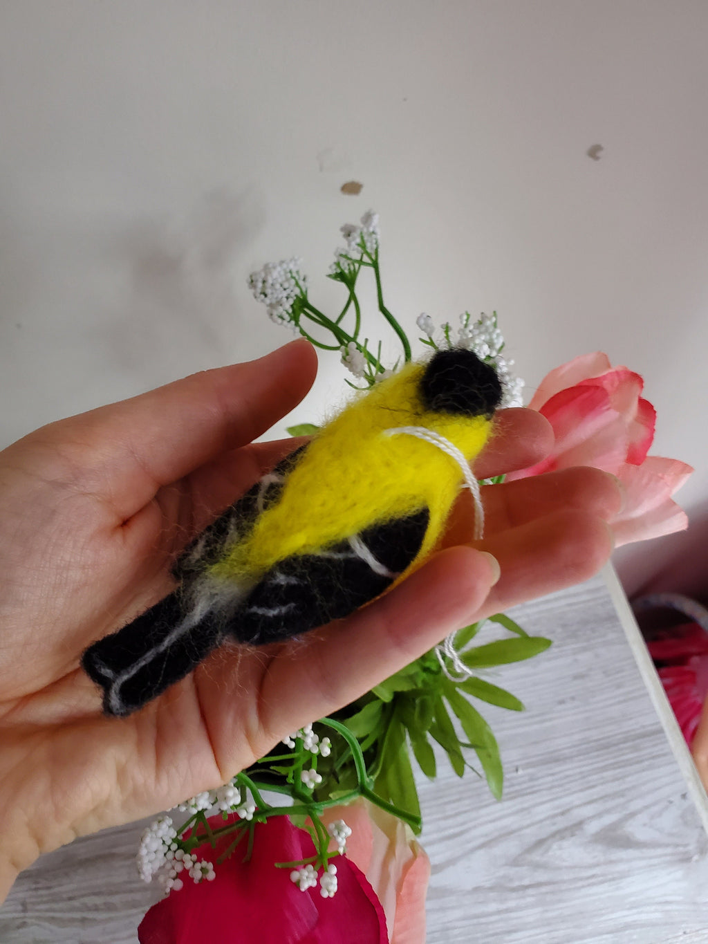Needle felted goldfinch  Christmad ornament.realistic. needle felted birds, felted birds decorations
